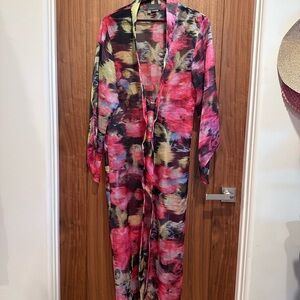 Anthropologie Multicolor Tie-Dye Kimono